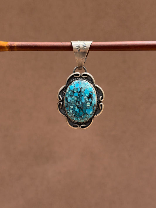 Gilbert Nez Spider Web turquoise pendant