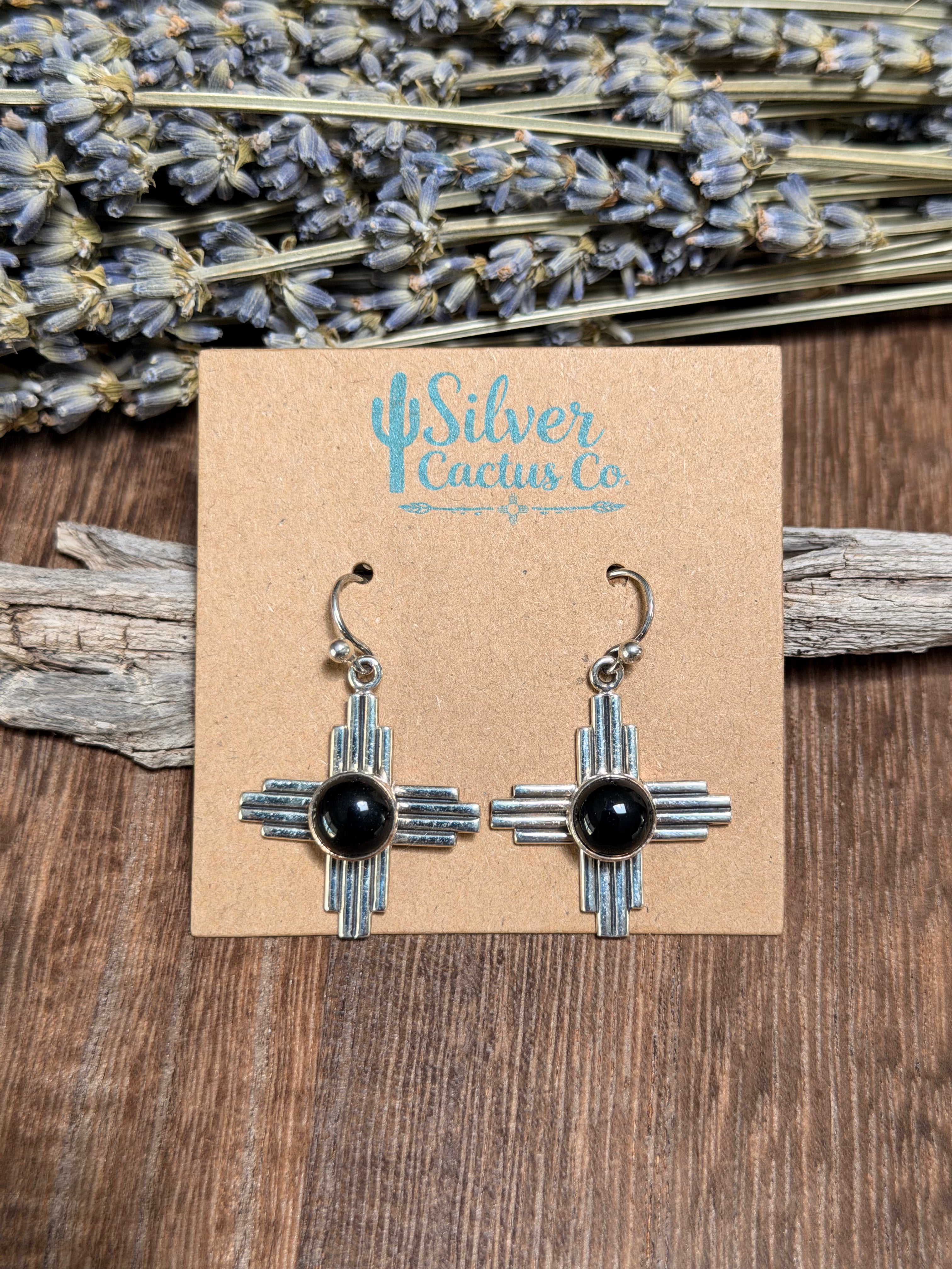 Ray Corriz Black Onyx Zia Dangle Earrings