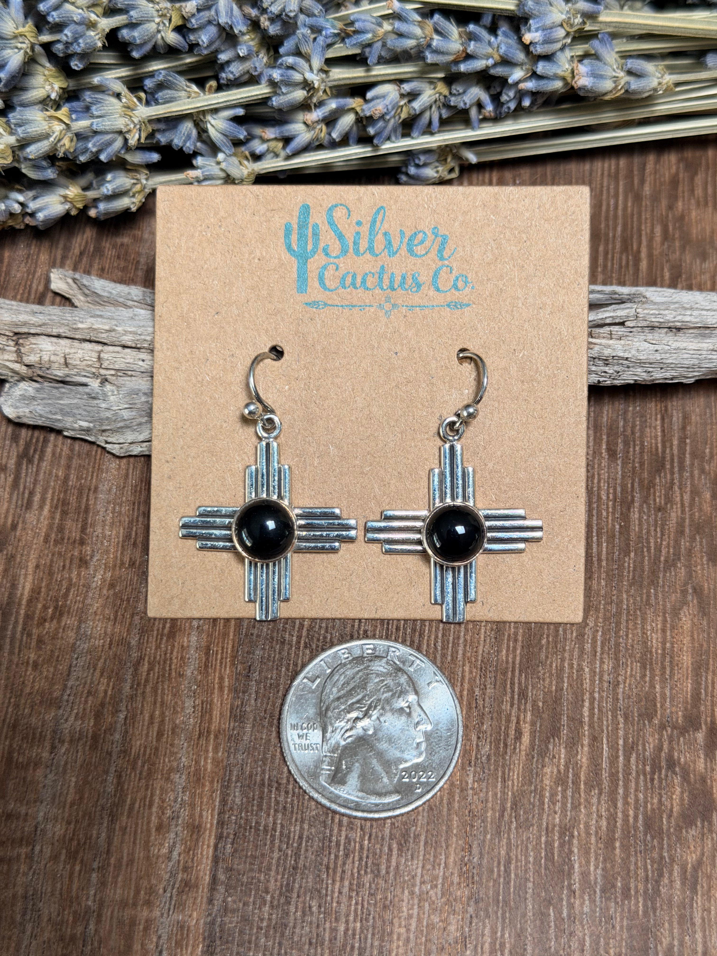 Ray Corriz Black Onyx Zia Dangle Earrings