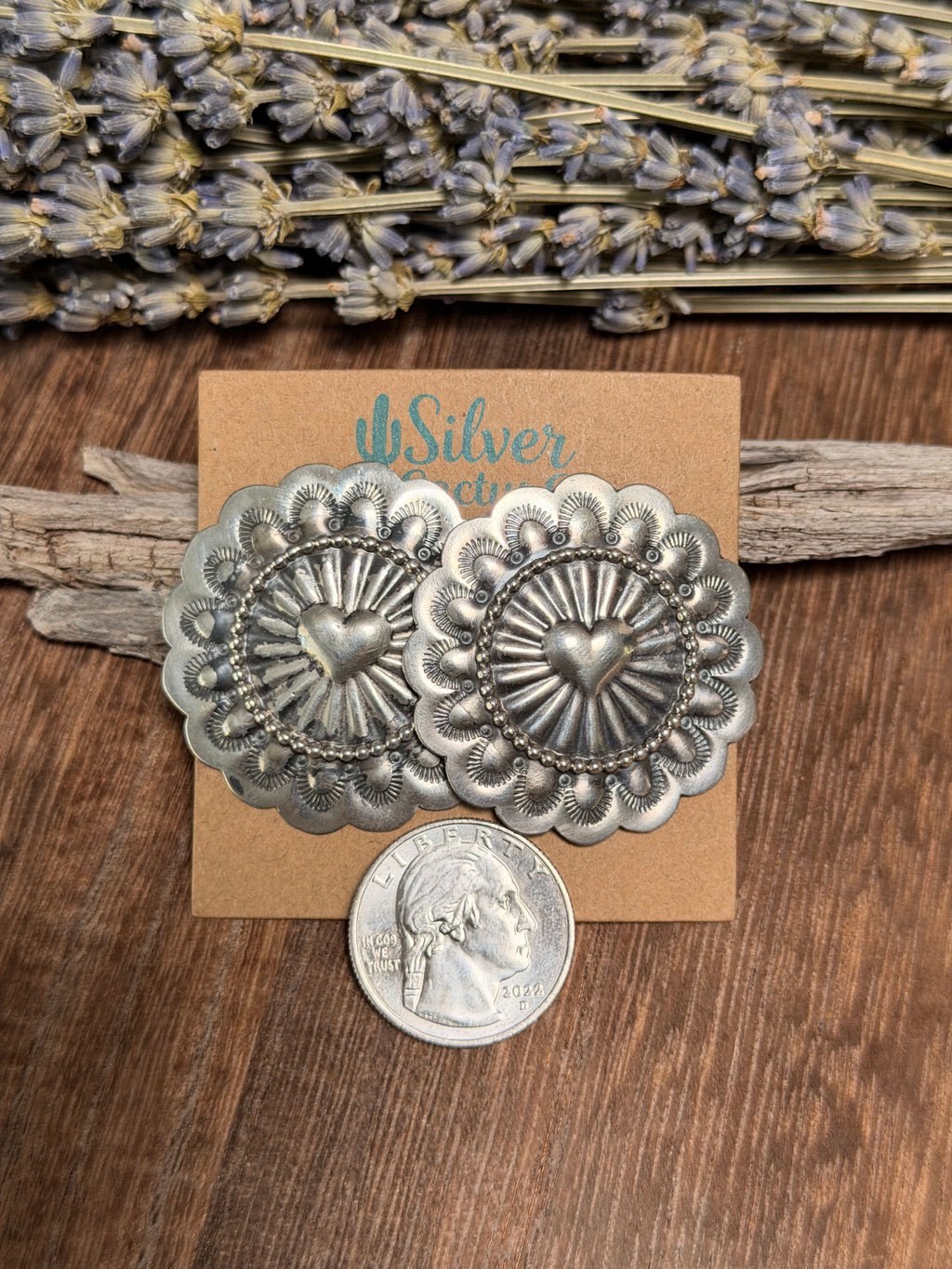 Ty Etsitty Silver Heart Concho Earrings