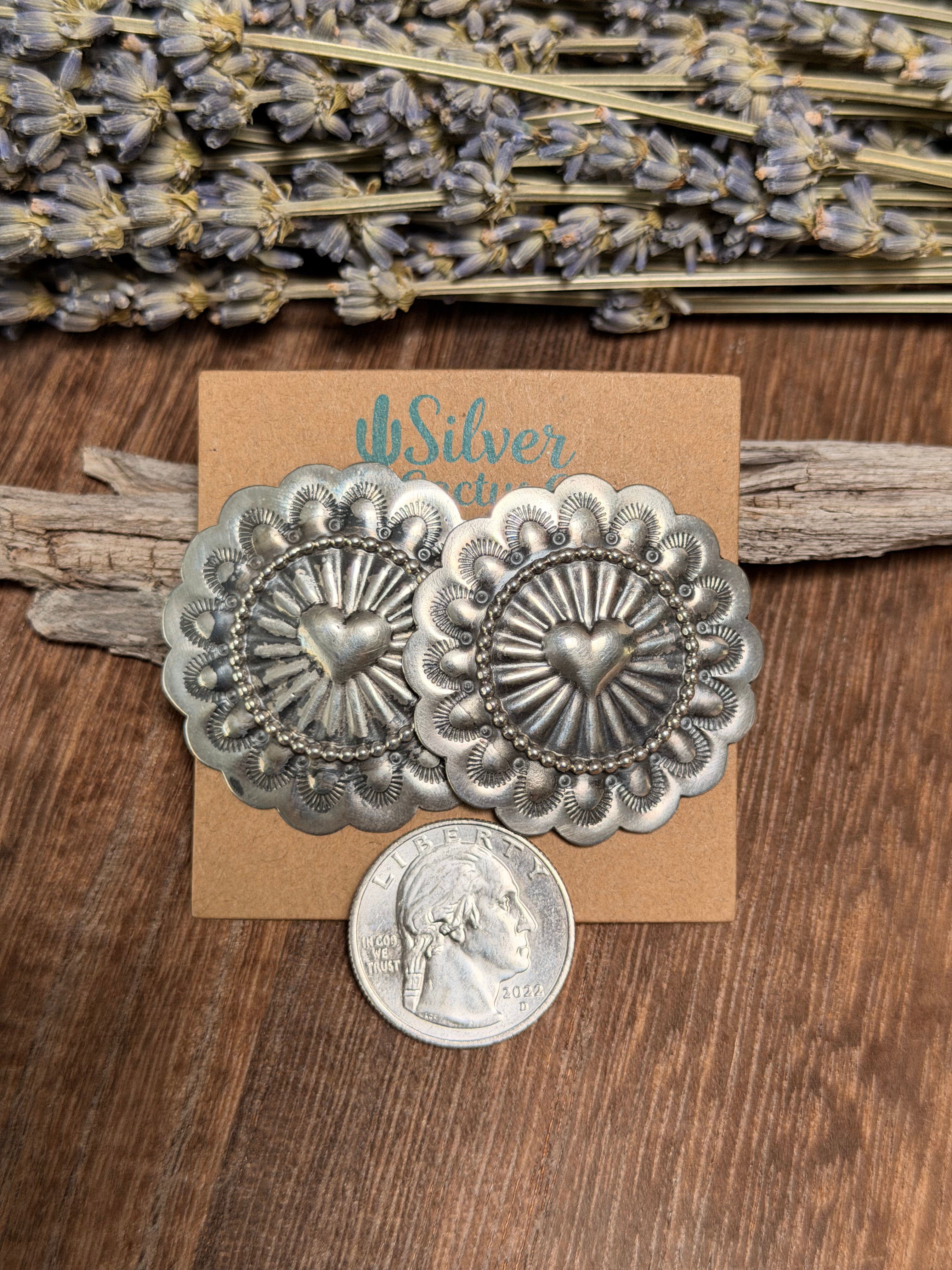 Ty Etsitty Silver Heart Concho Earrings