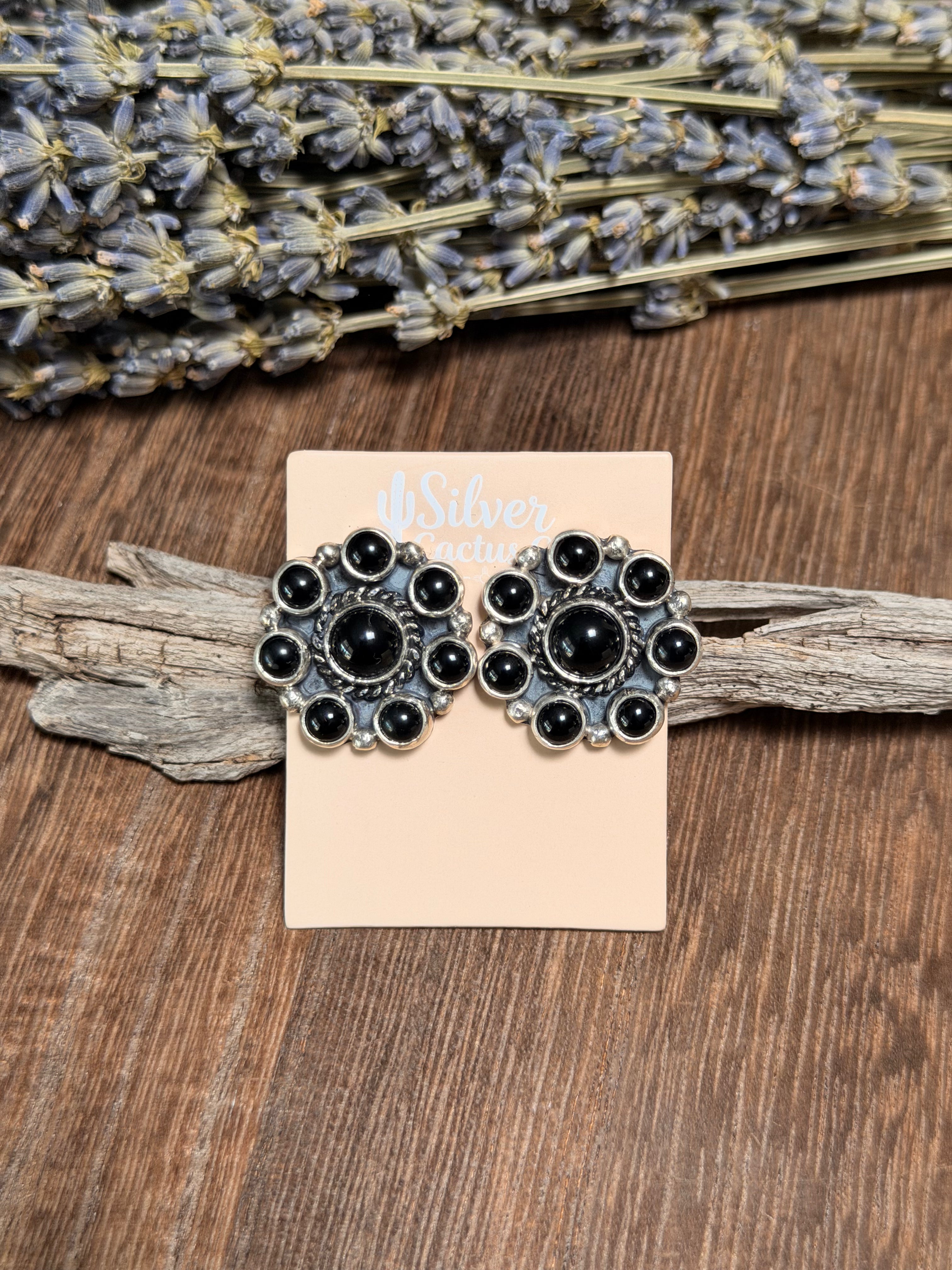 Dorthy Pozernick Black Onyx Cluster Studs