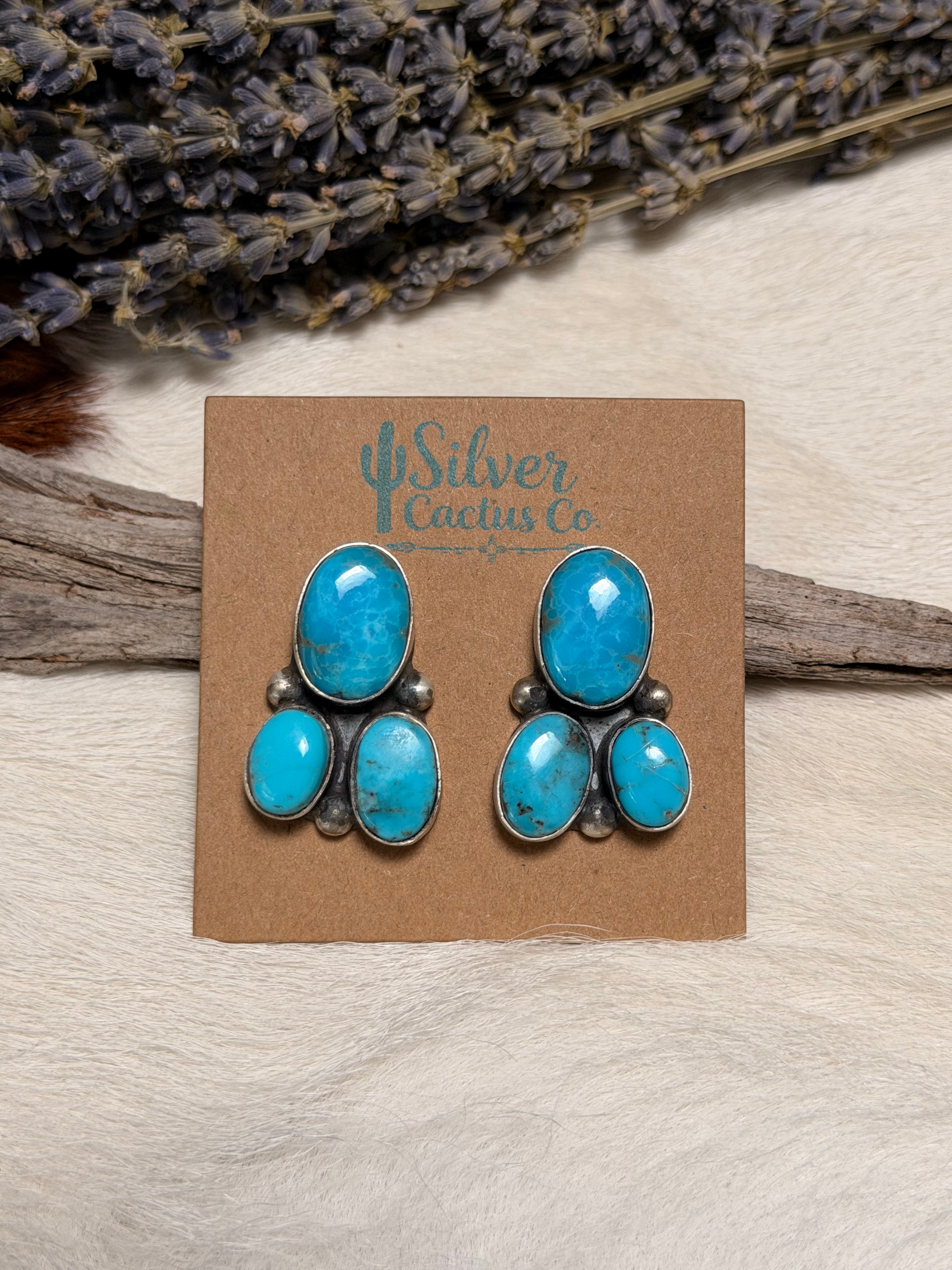 Hiram Largo Kingman 3 Stone Earrings