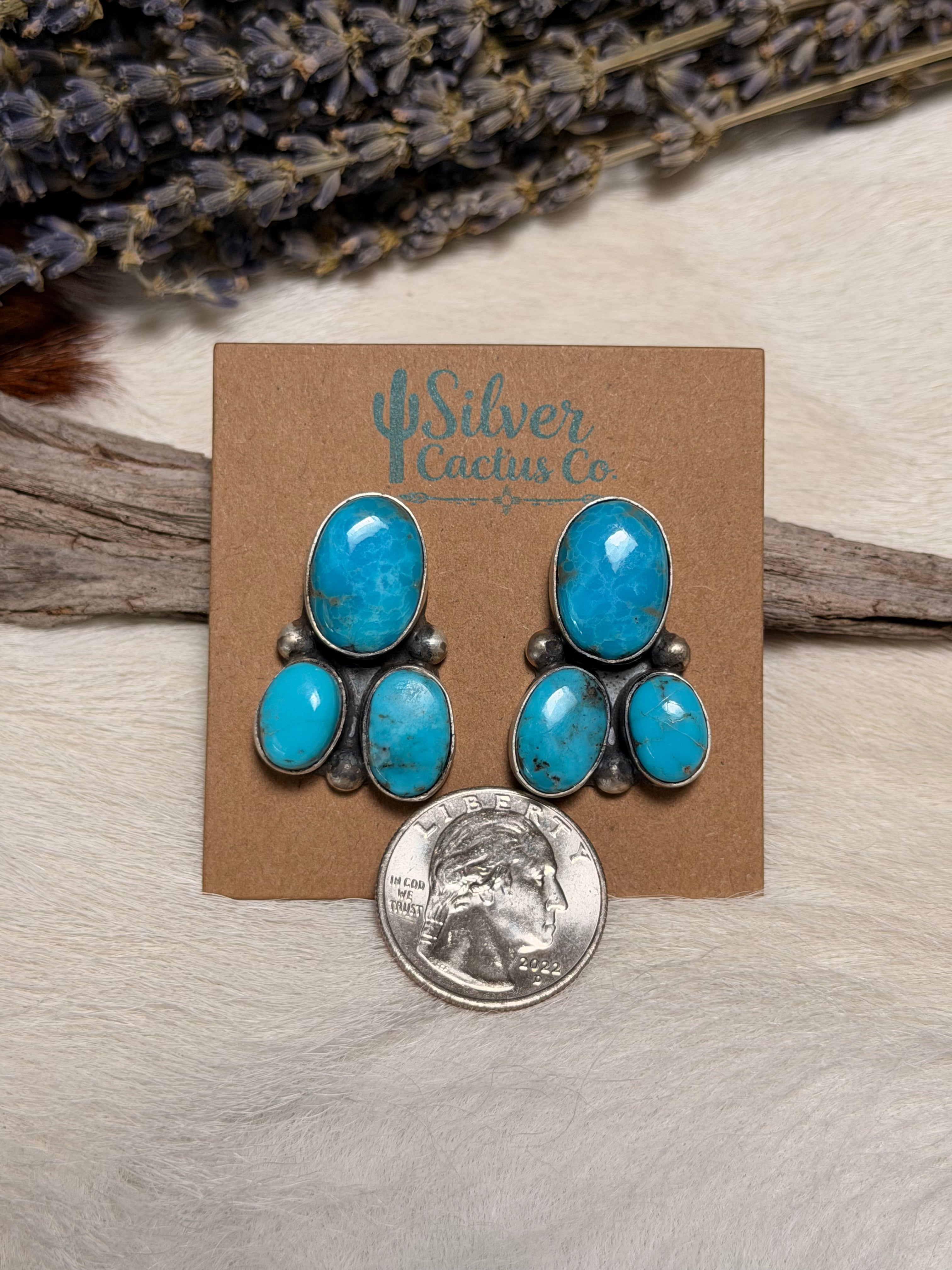 Hiram Largo Kingman 3 Stone Earrings