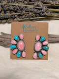 Marcella James Pink Conch and Kingman Half Cluster Earrings