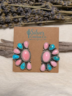 Marcella James Pink Conch and Kingman Half Cluster Earrings