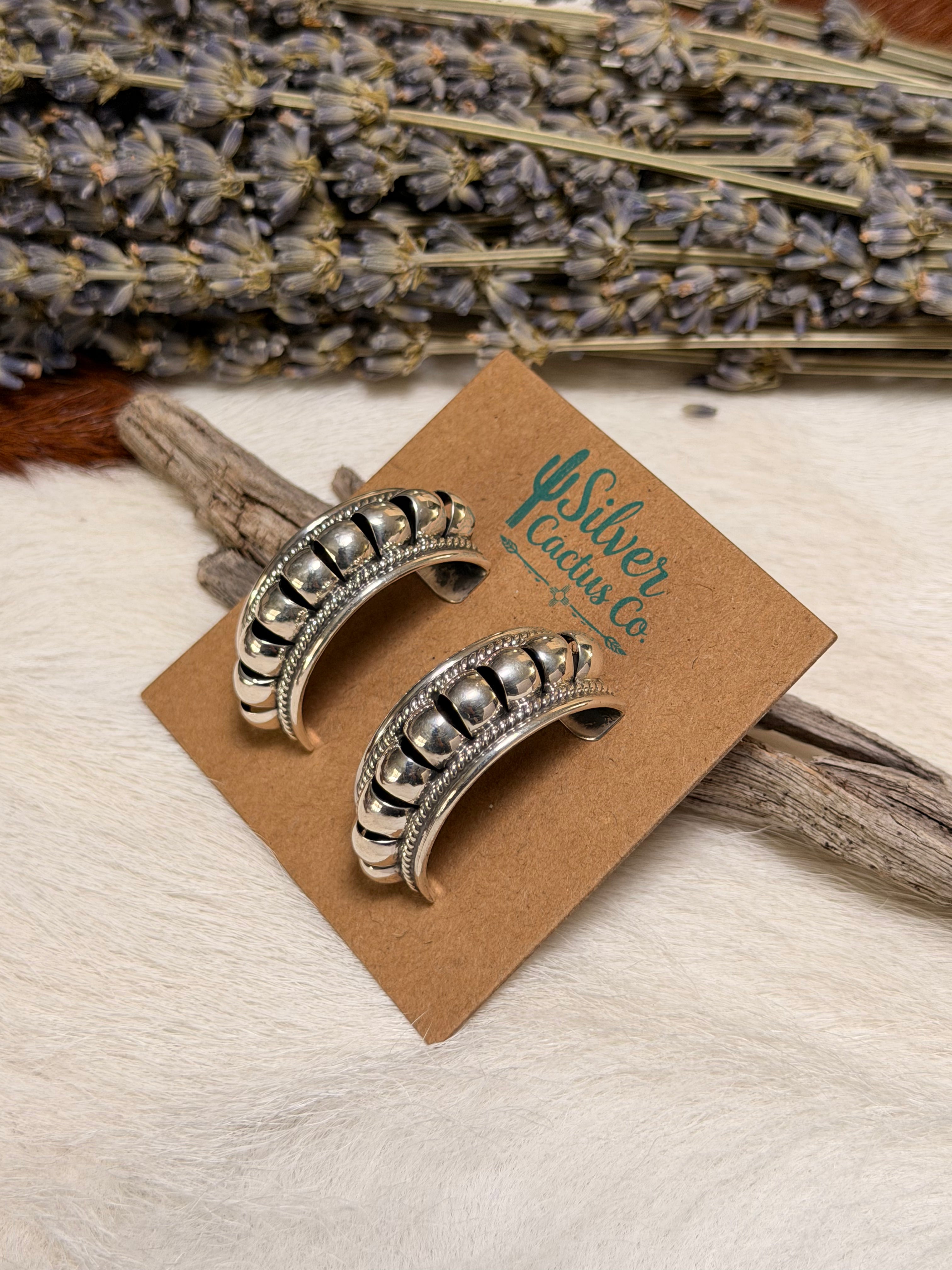 Prescilla Apache Silver Hoop Earrings