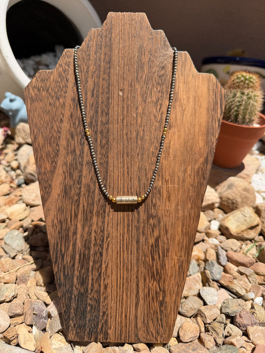 Silver and Gold Filled Barrel Necklace