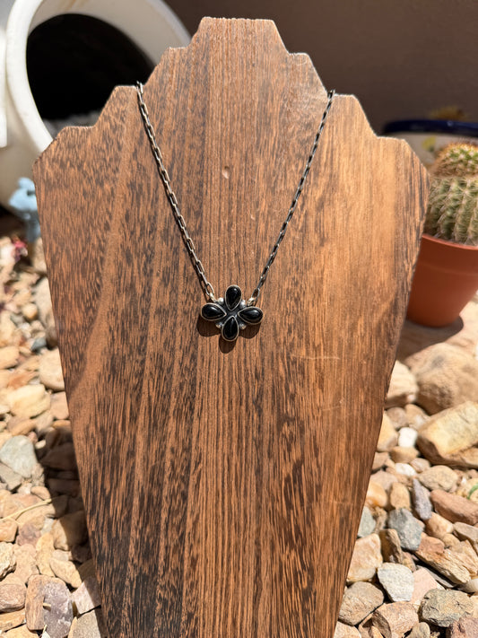 Myra Benally Black Onyx Mini Cross Bar Necklace