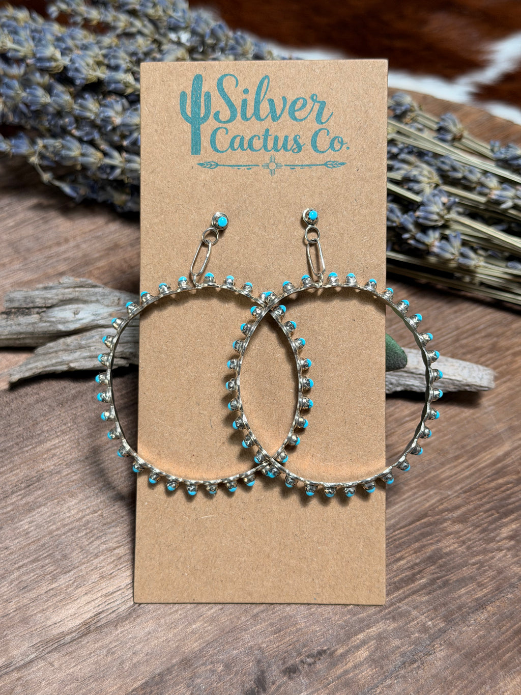 Zuni Kingman Snake Eye Hoop Earrings