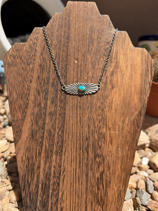 Leroy James Turquoise Concho Bar Necklace