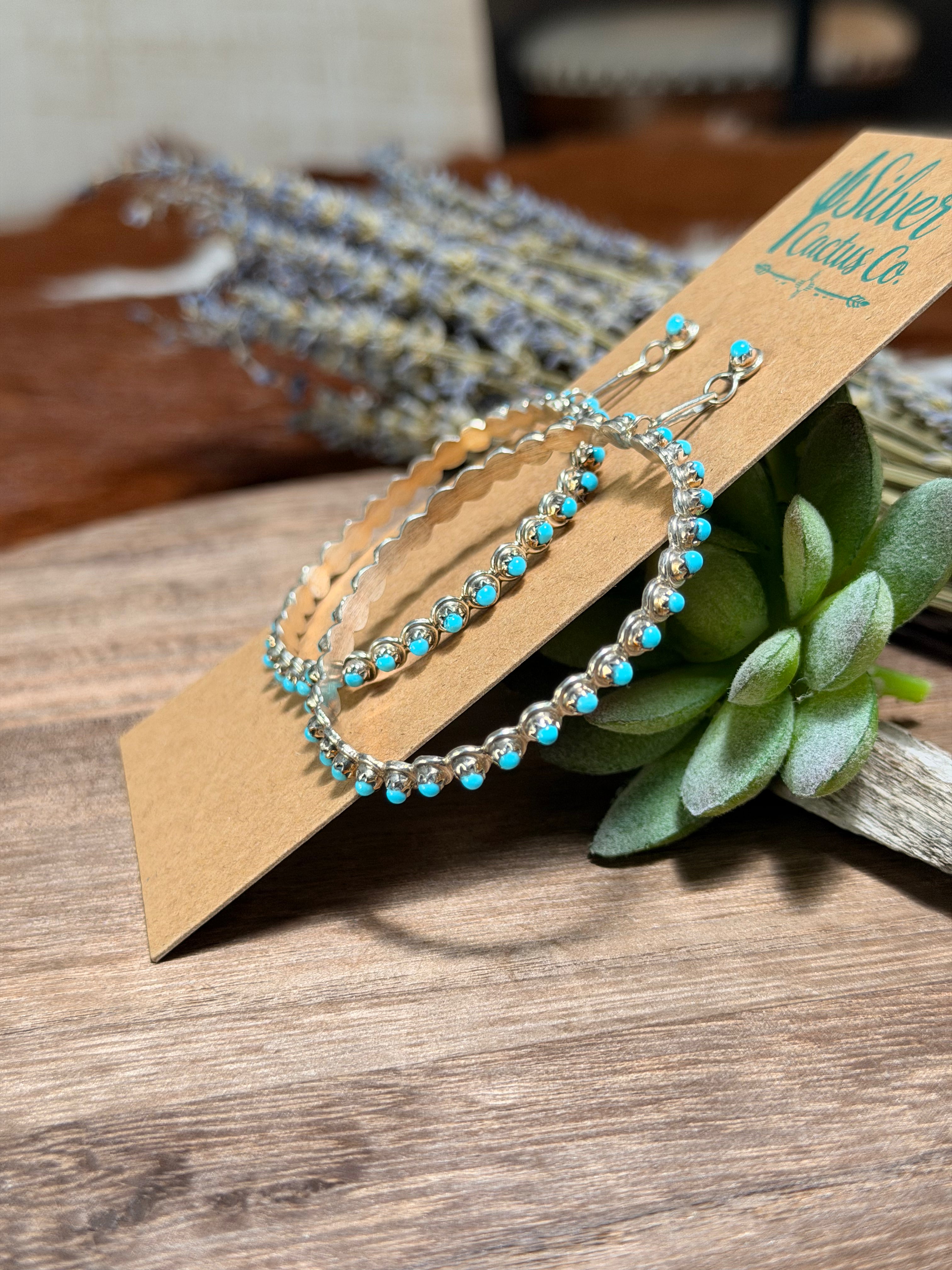 Zuni Kingman Snake Eye Hoop Earrings