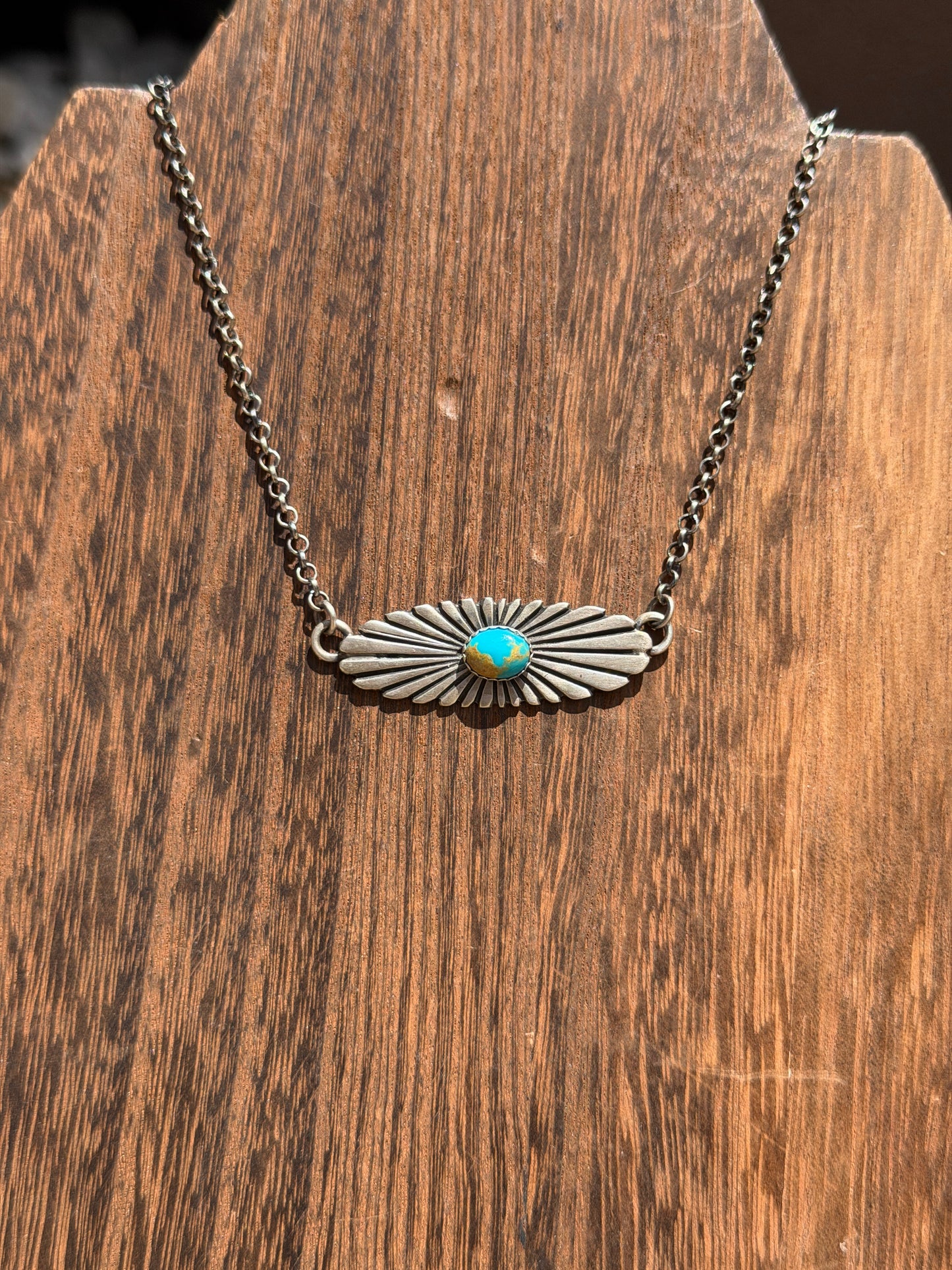 Leroy James Turquoise Concho Bar Necklace
