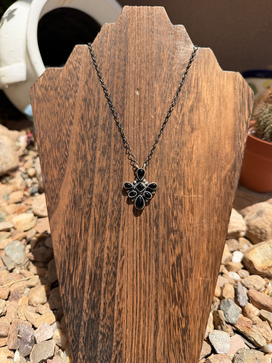 Sheila Black Onyx Bar Necklace