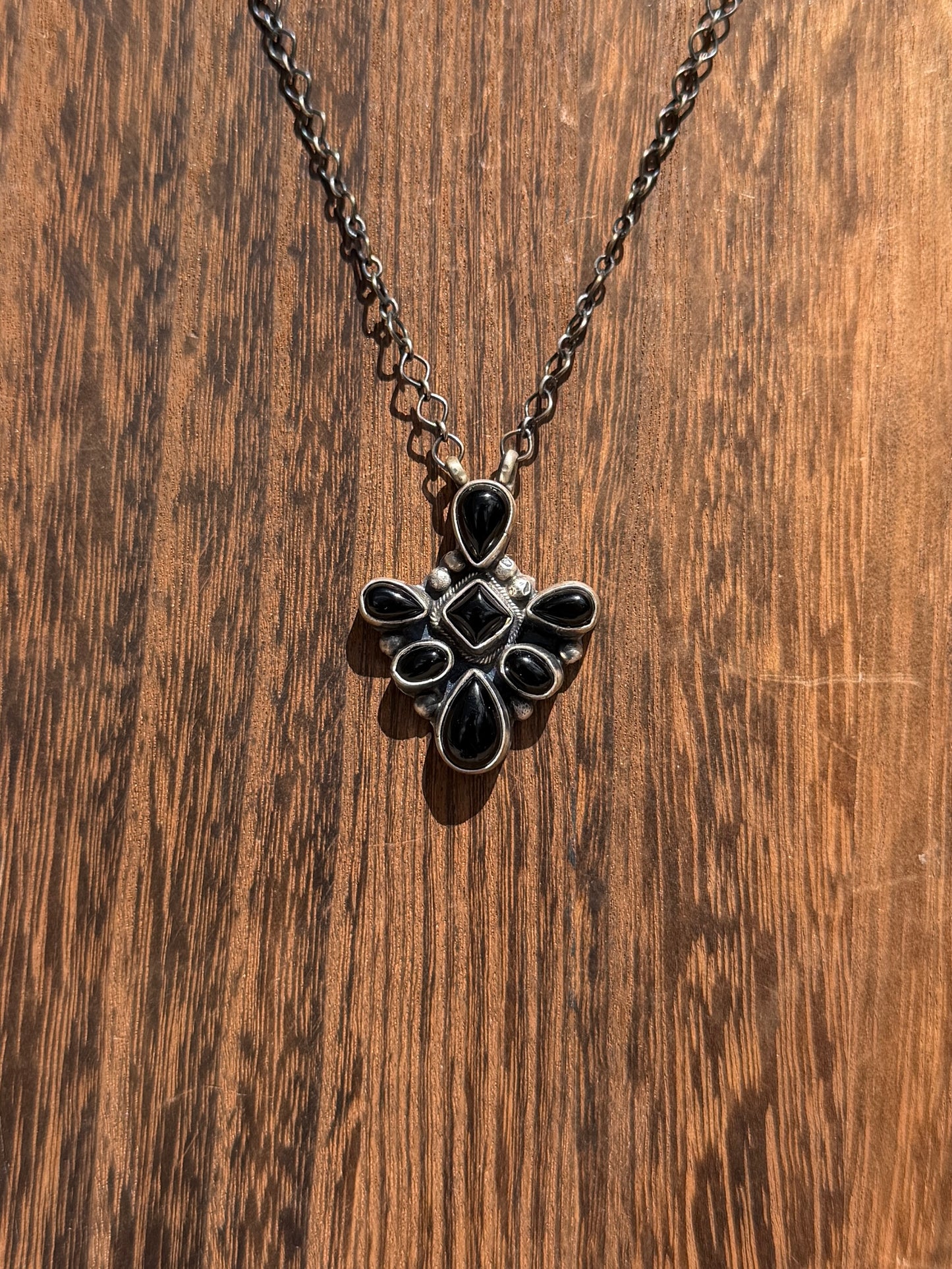 Sheila Black Onyx Bar Necklace