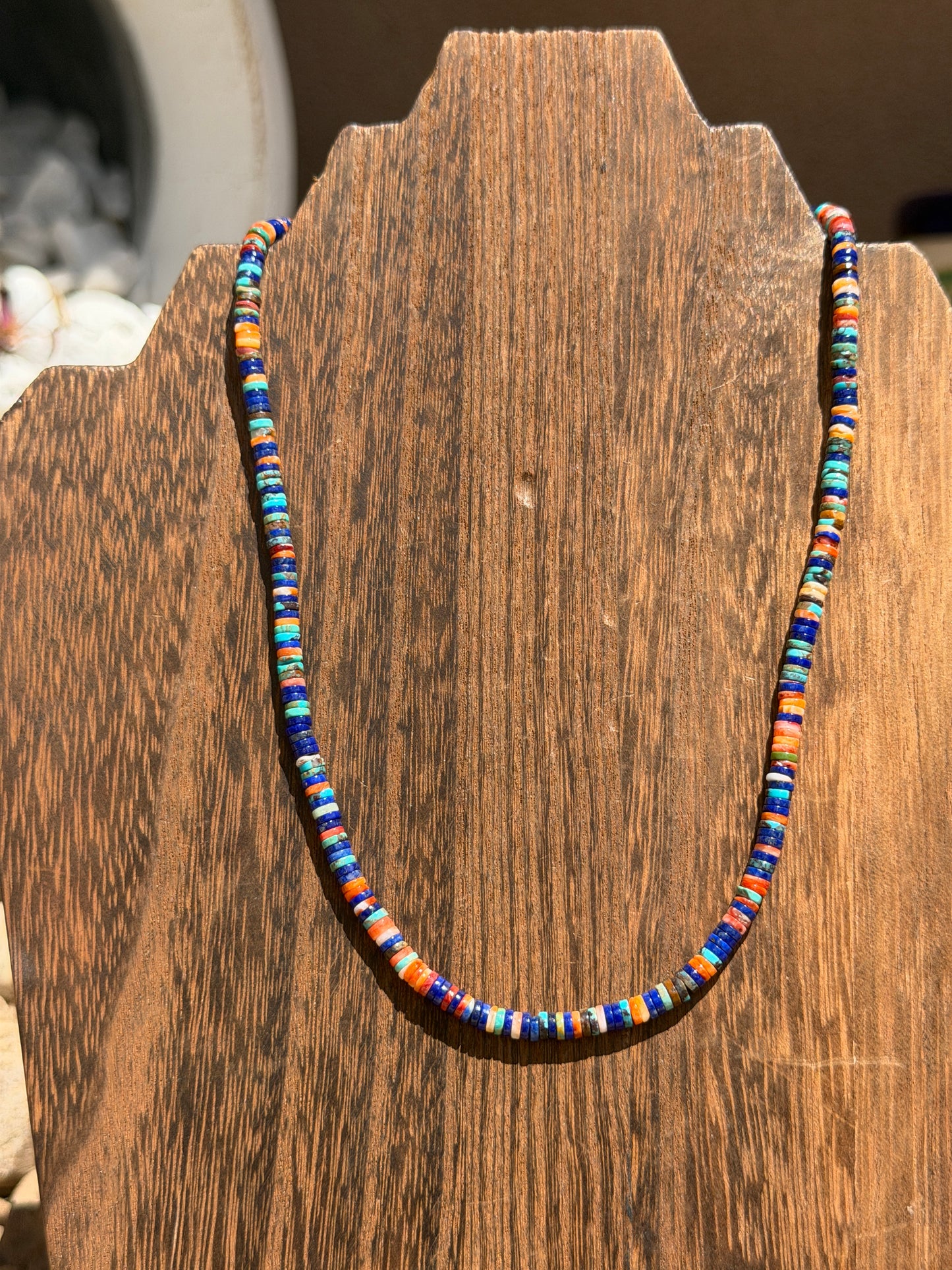 Compressed Blue Lapis Heishi Necklace