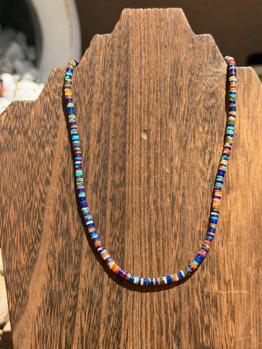 Compressed Blue Lapis Heishi Necklace