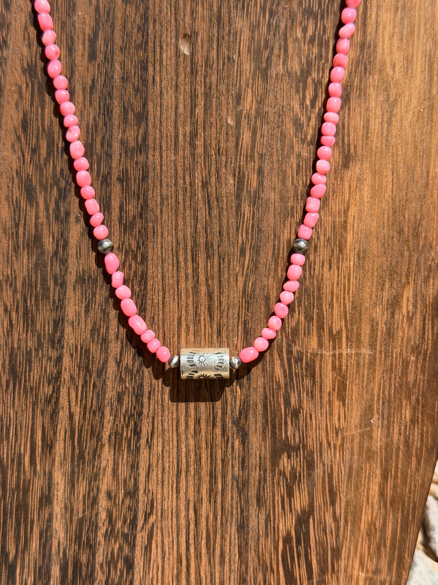 Pink Salmon Barrel Necklace
