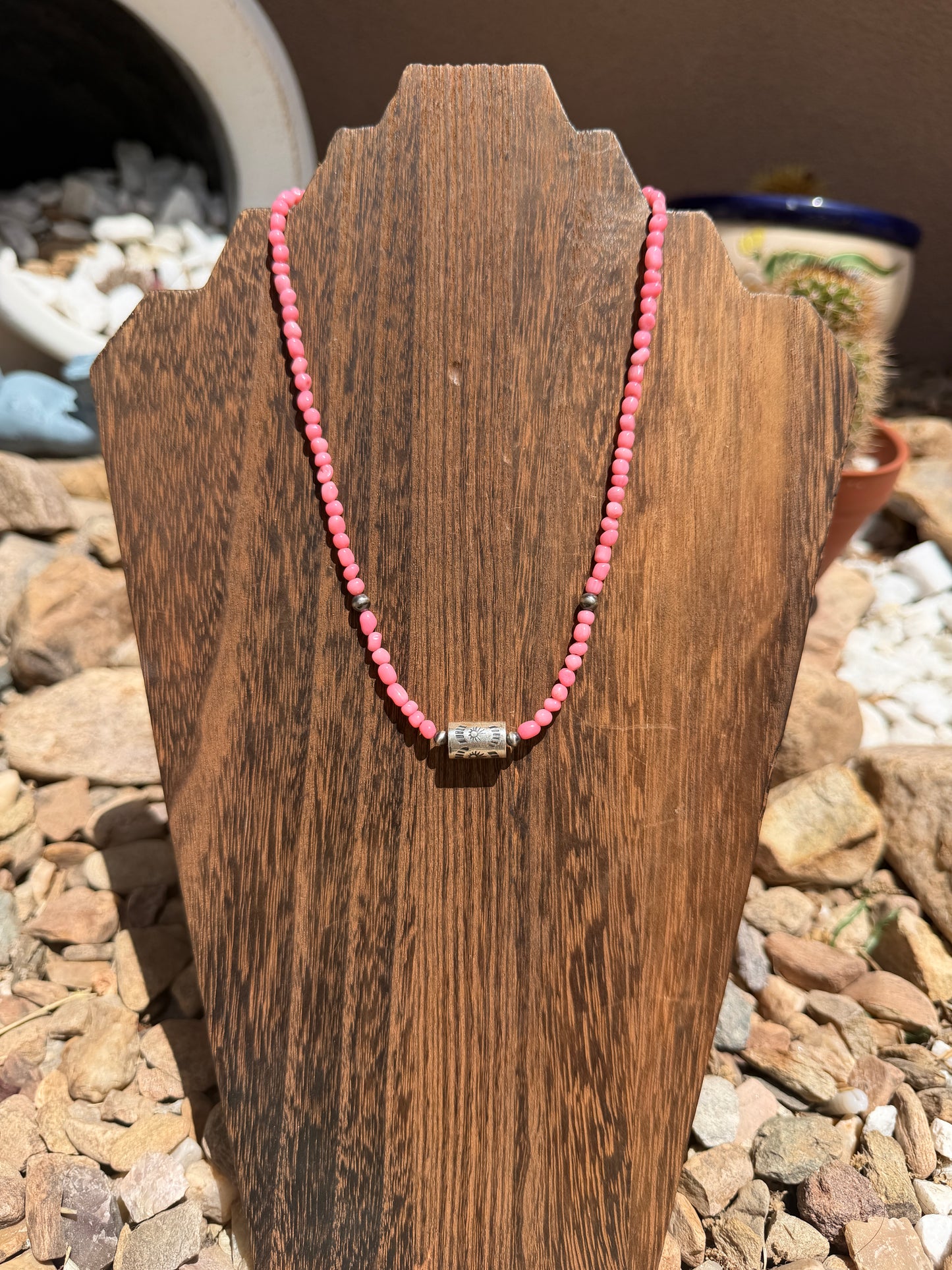 Pink Salmon Barrel Necklace