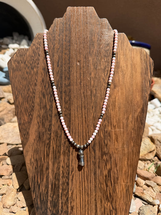 Pink Conch Beaded Blossom Necklace