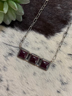 Purple Spiny 3 stone bar necklace
