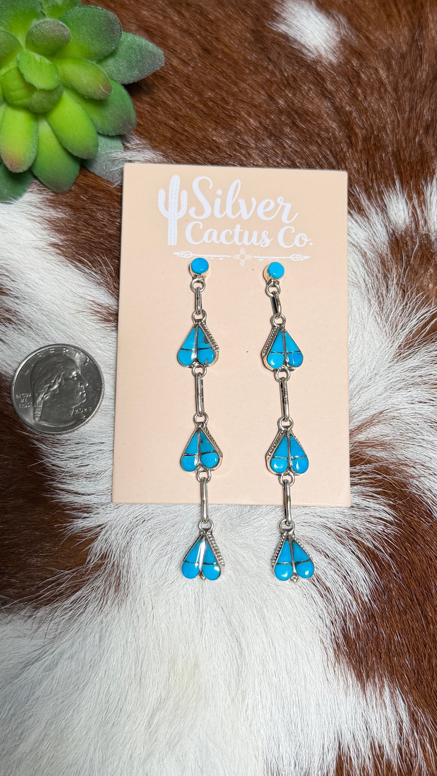 Zuni Turquoise Heart Dangles