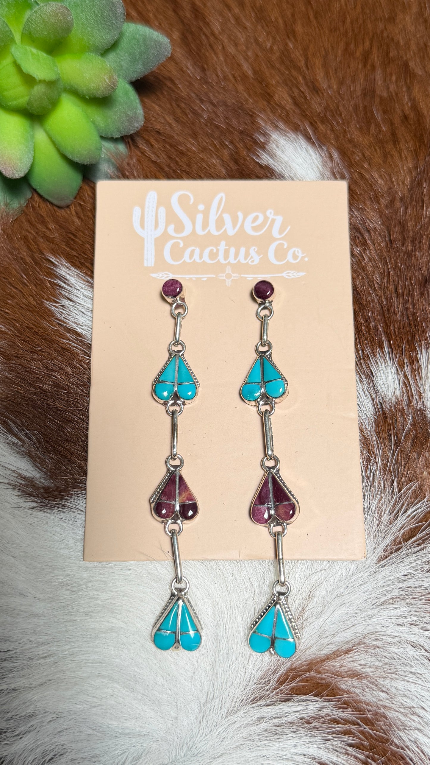Zuni Turquoise & Purple Spiny Dangles