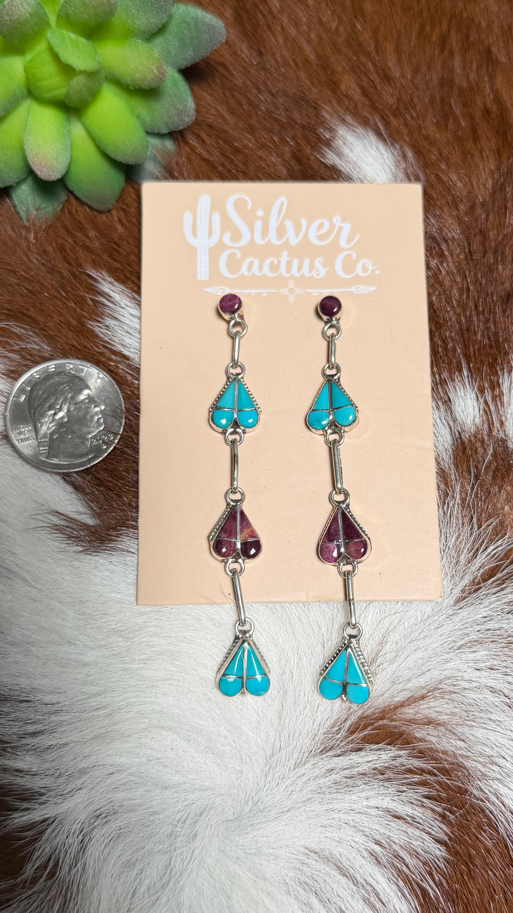 Zuni Turquoise & Purple Spiny Dangles