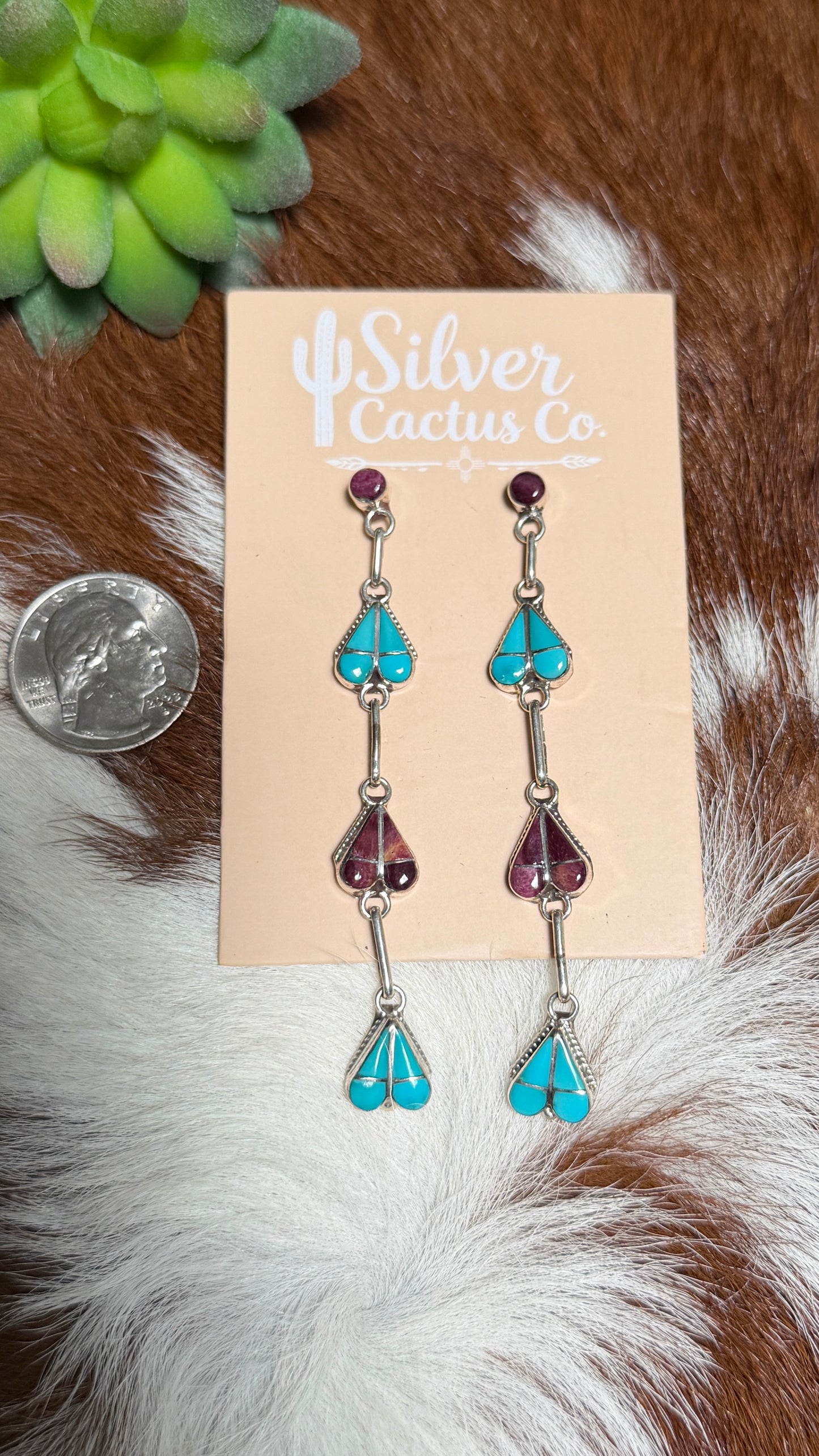 Zuni Turquoise & Purple Spiny Dangles