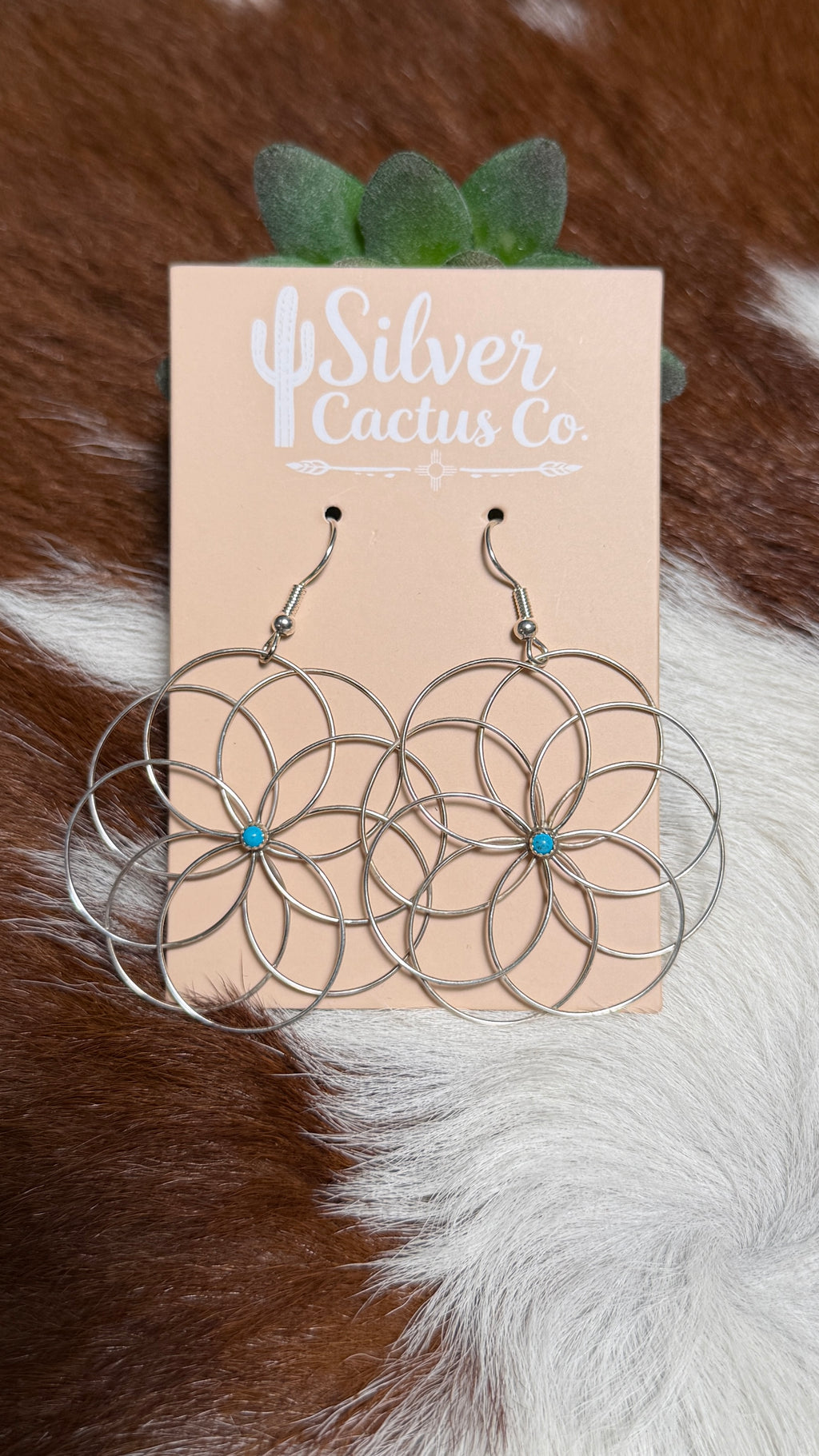 Native Made Silver Flower Earrings