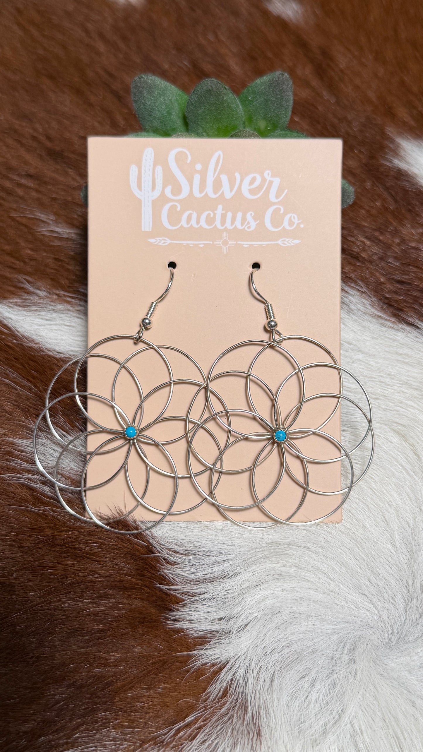 Native Made Silver Flower Earrings