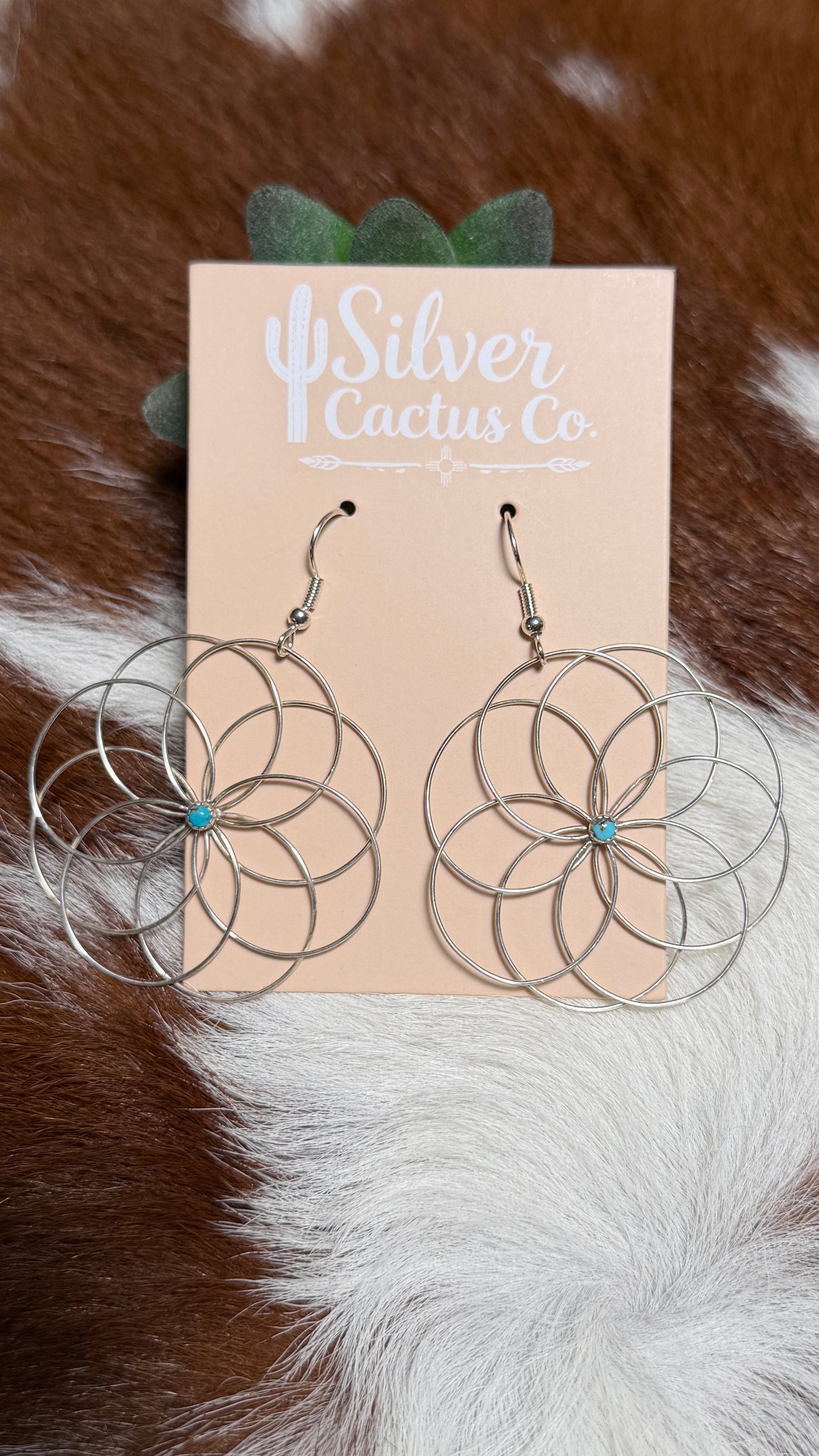 Native Made Silver Flower Earrings
