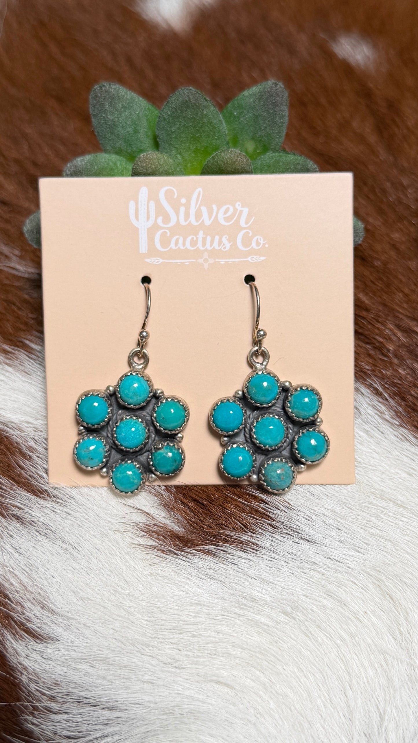 Native Made Turquoise Cluster Dangles