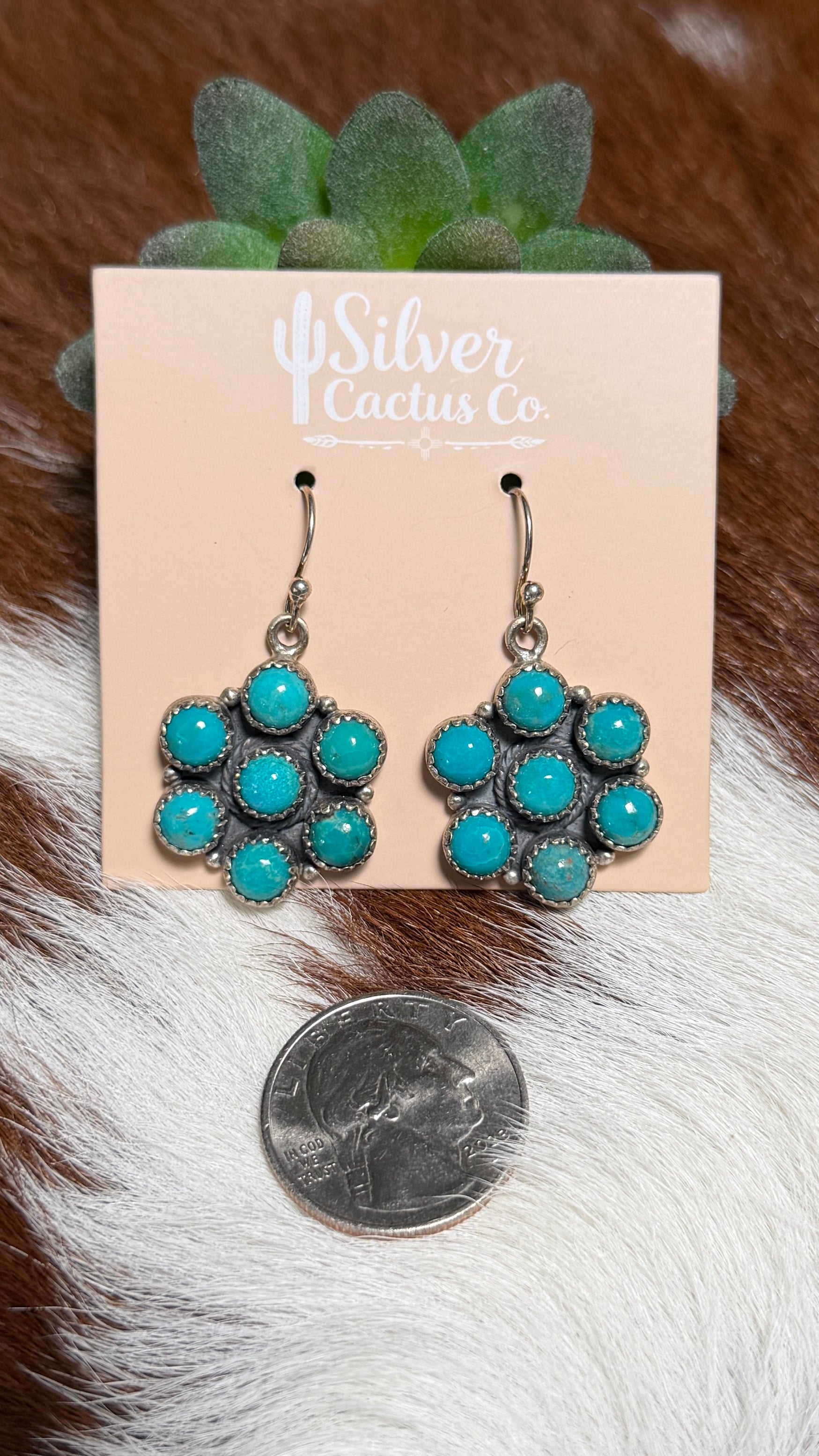 Native Made Turquoise Cluster Dangles