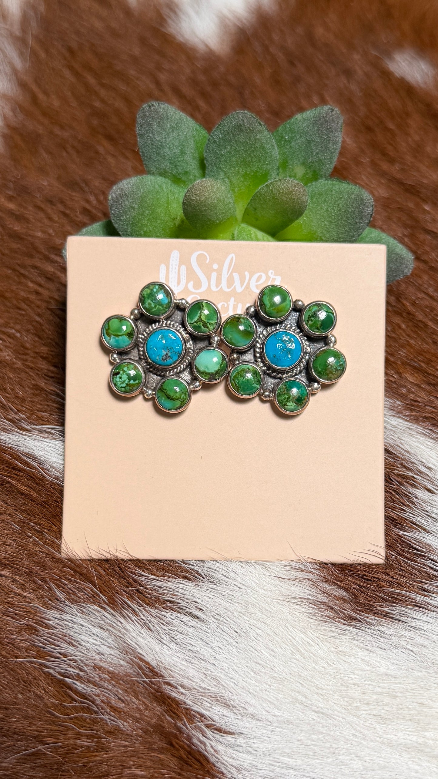 Sonoran Gold & Sleeping Beauty Cluster Earrings