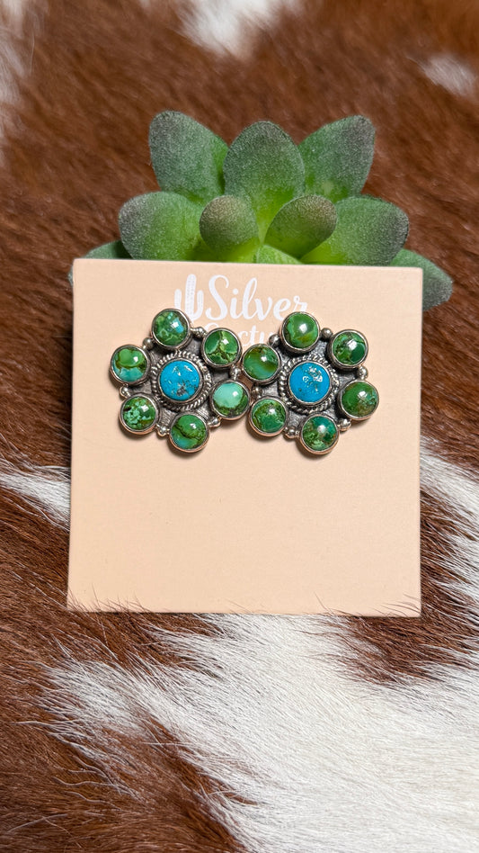 Sonoran Gold & Sleeping Beauty Cluster Earrings
