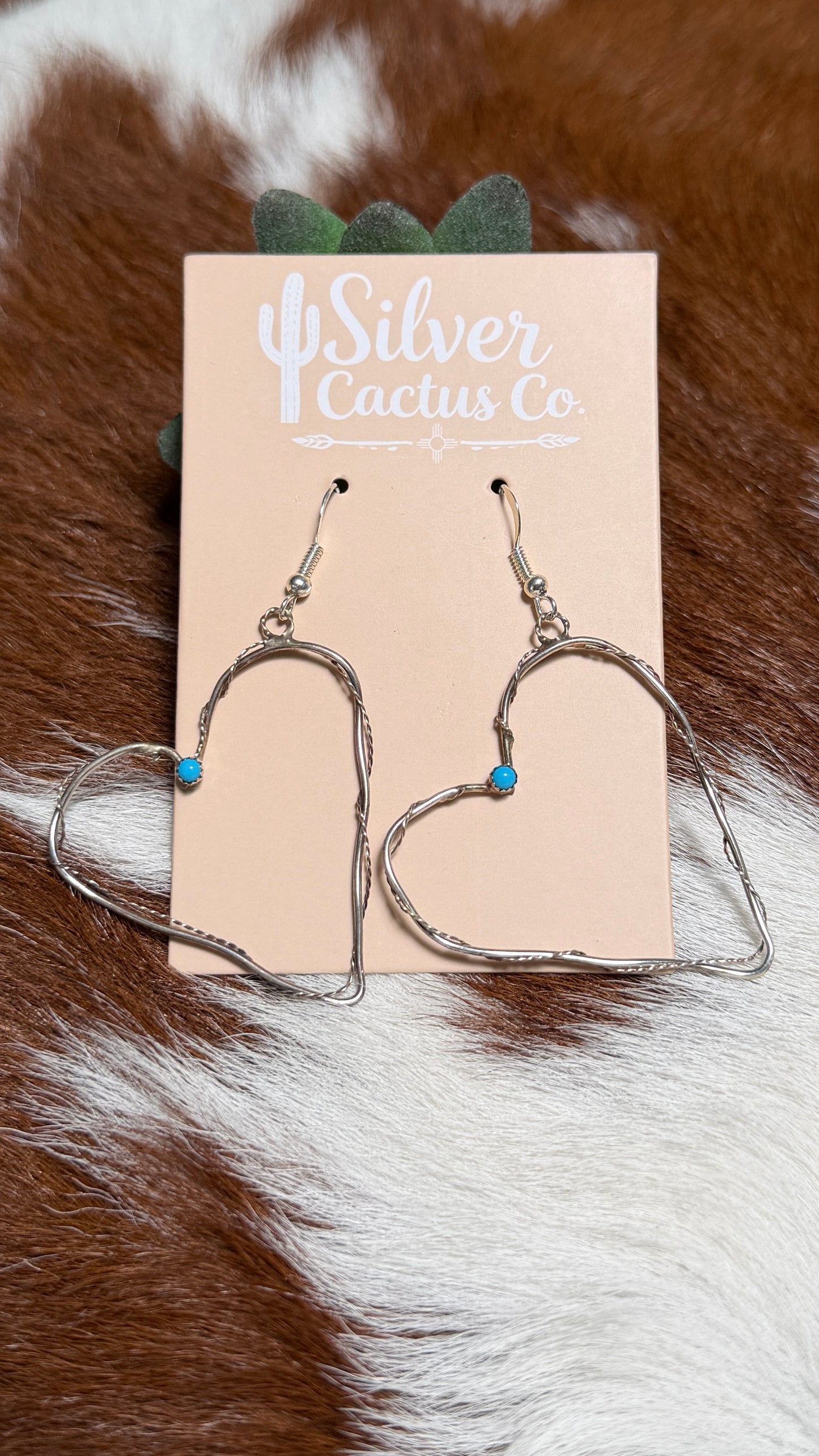 Zuni Silver Heart Earrings