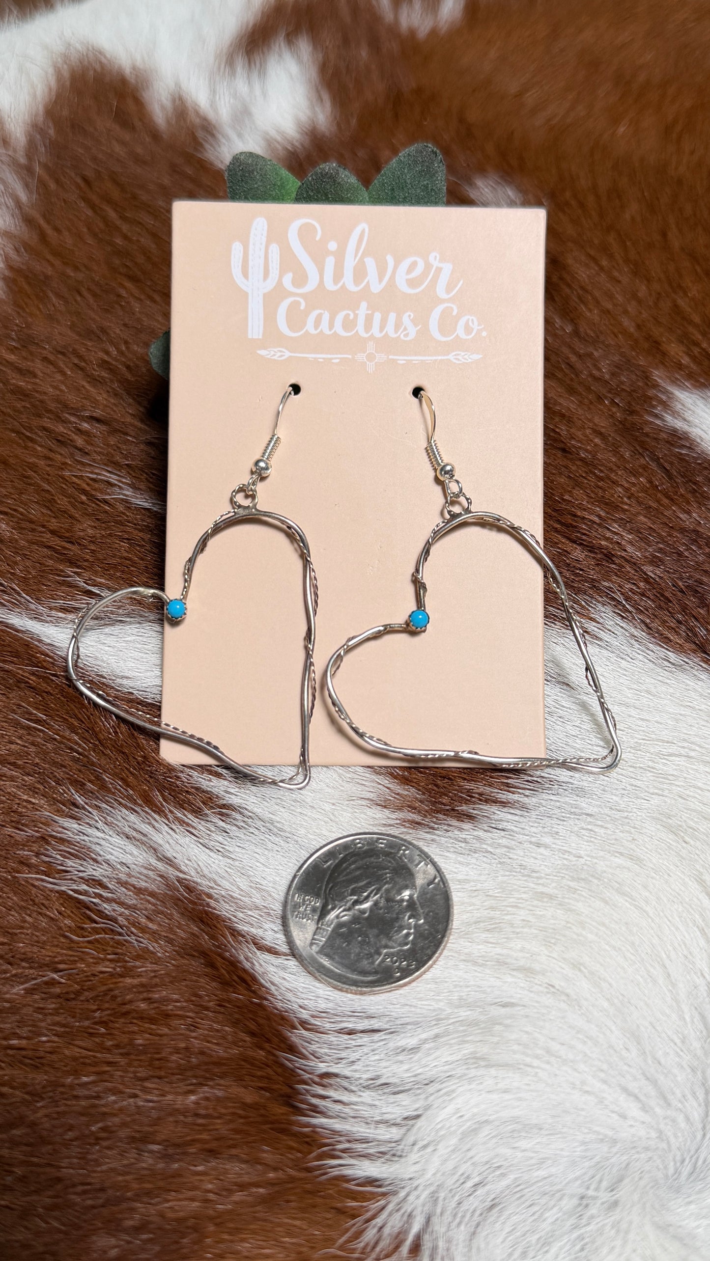 Zuni Silver Heart Earrings