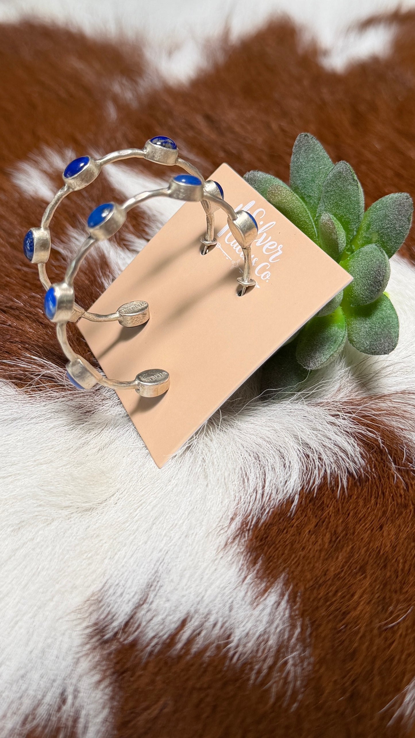 Blue Lapis Hoop Earrings
