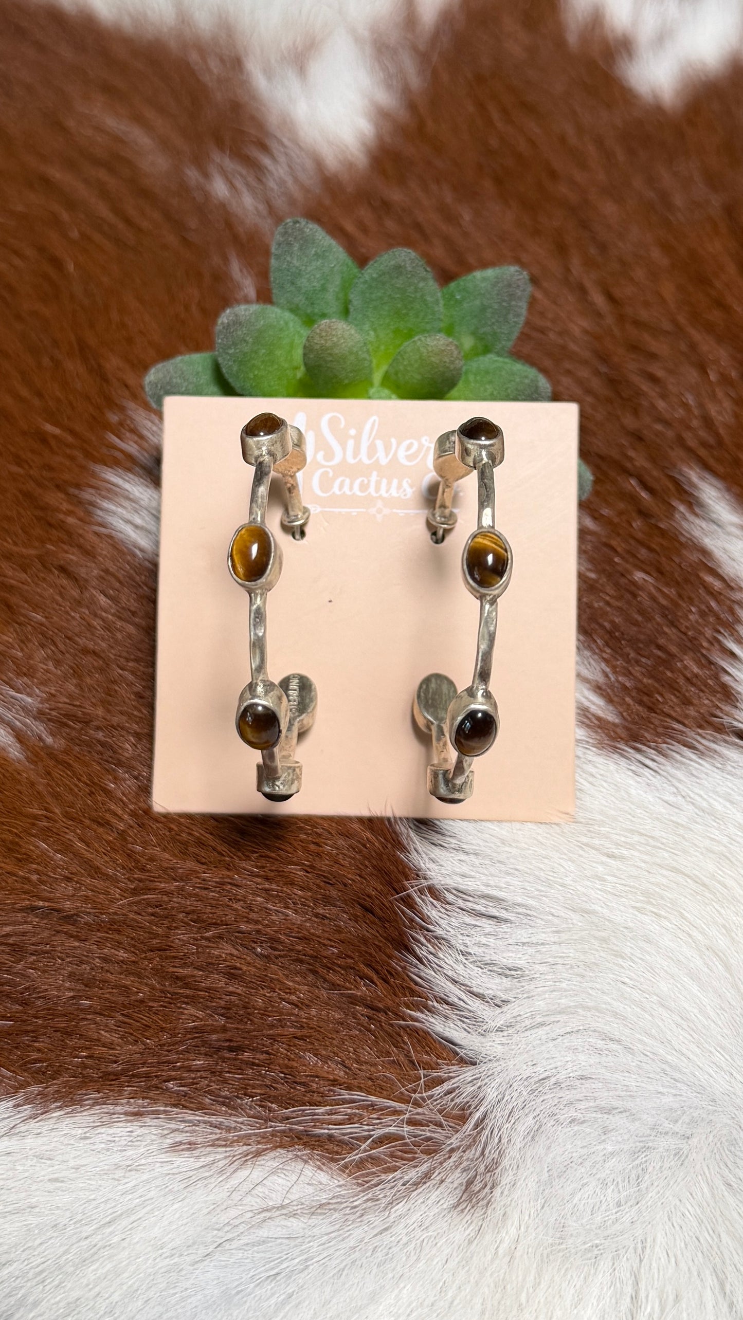 Tiger Eye Hoop Earrings