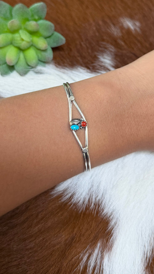 Zuni TQ & Coral cuff