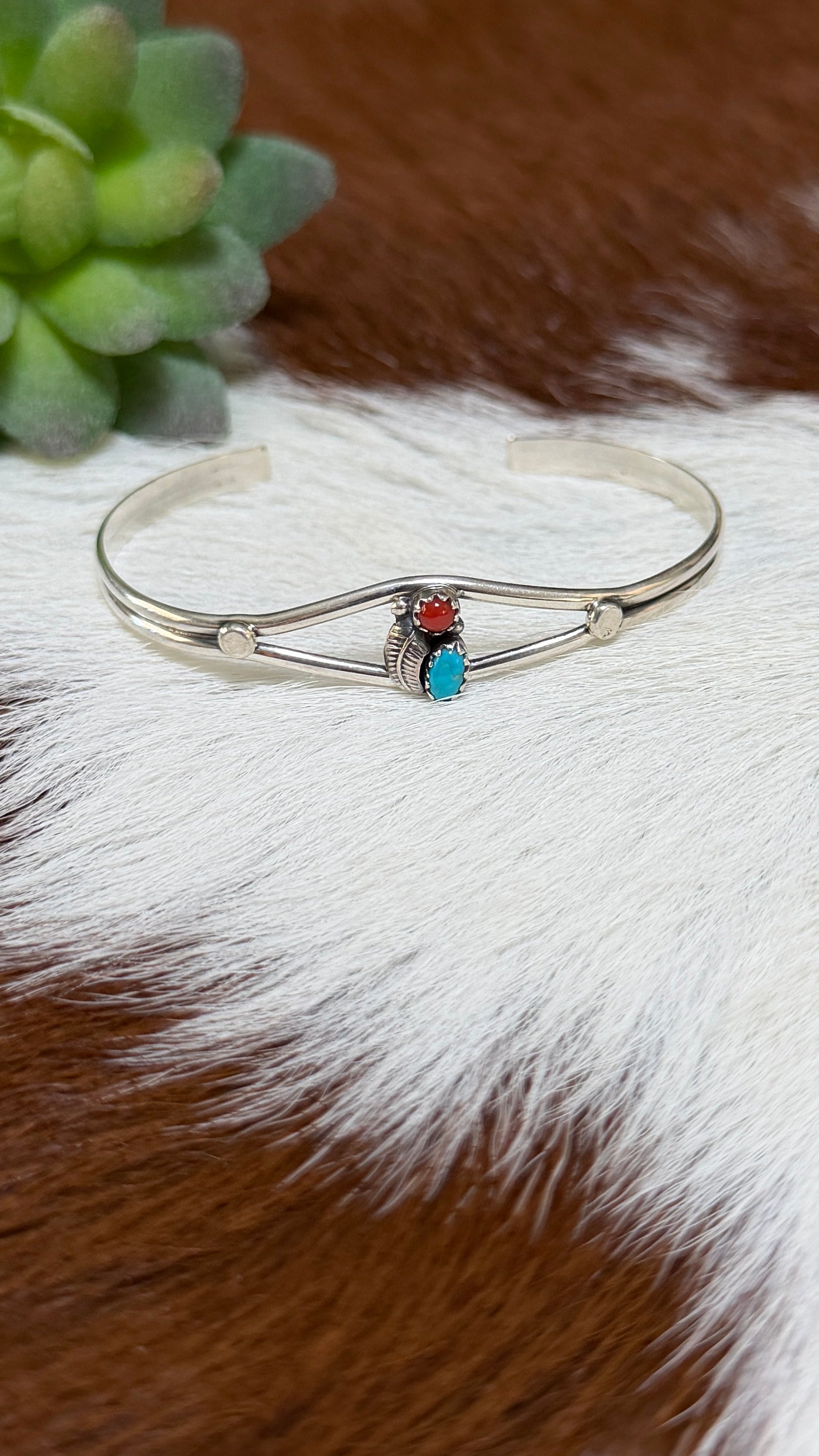 Zuni TQ & Coral cuff