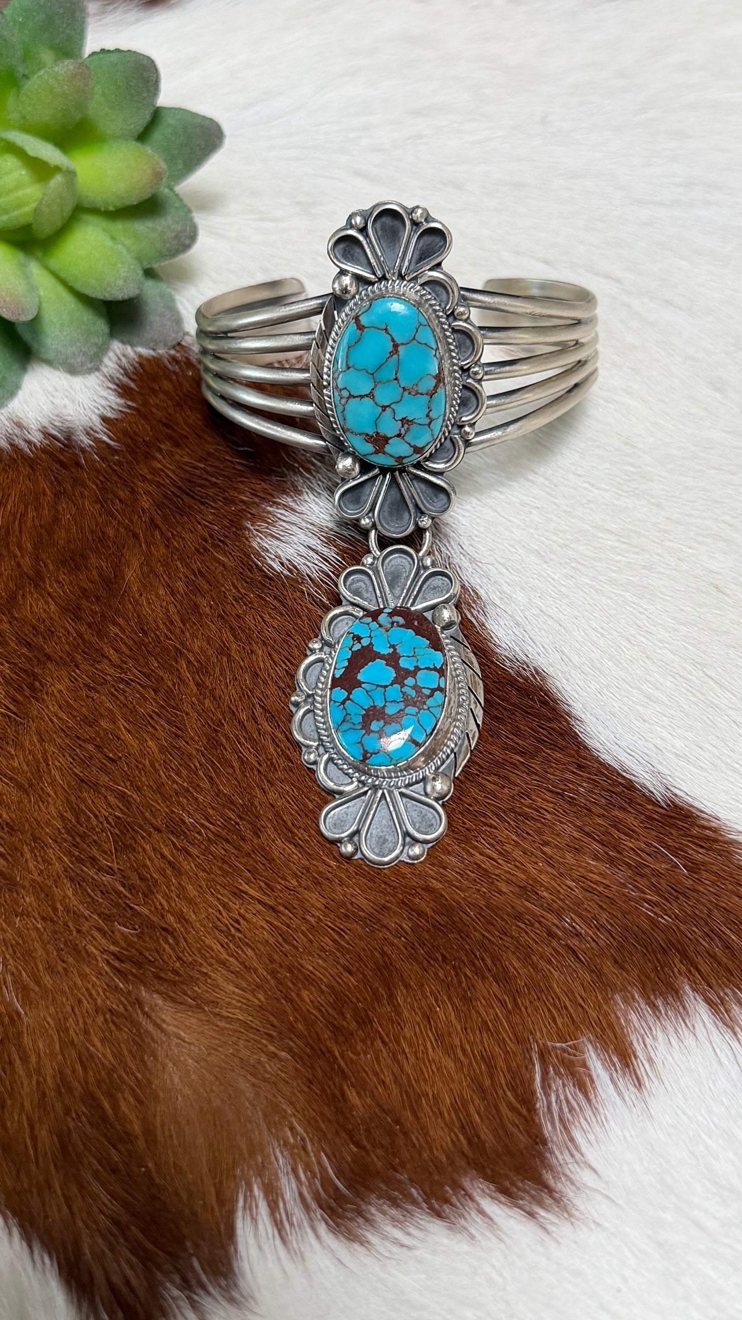 Mexican Handmade Prince Turquoise cuff by Gabby Jurado