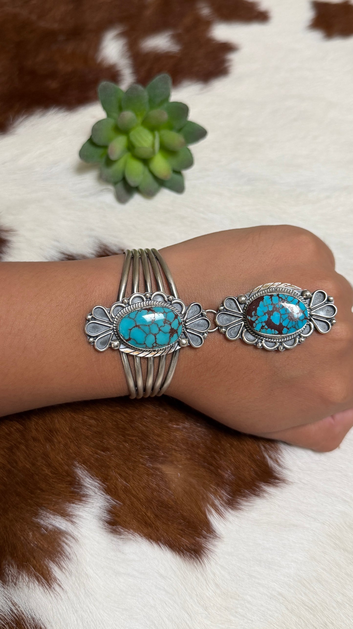 Mexican Handmade Prince Turquoise cuff by Gabby Jurado