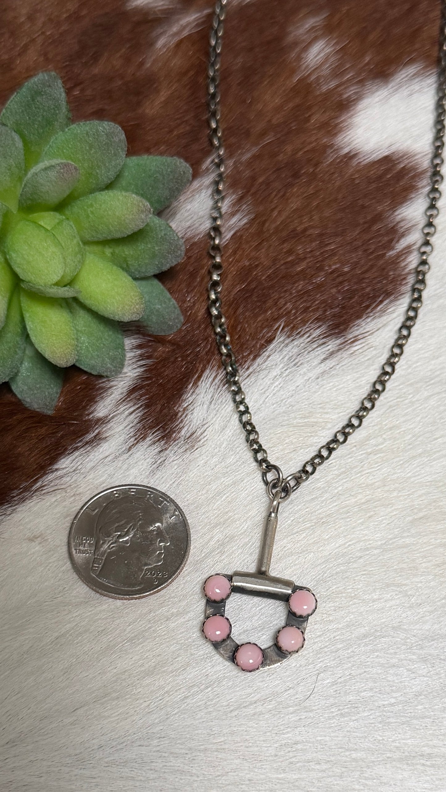 P Johnson pink conch bit necklace