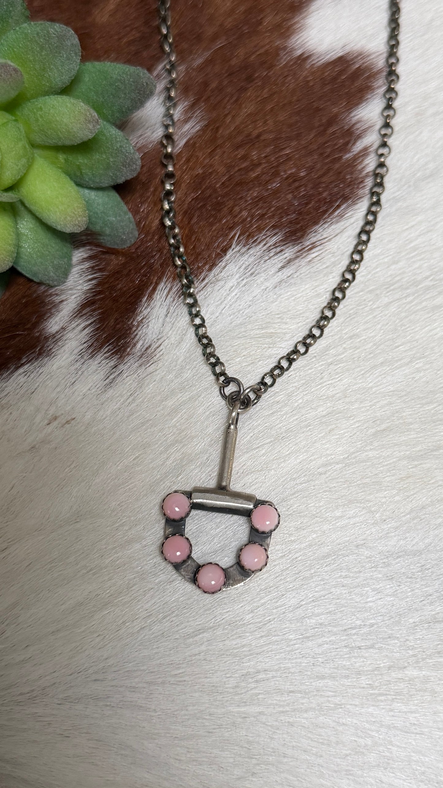 P Johnson pink conch bit necklace