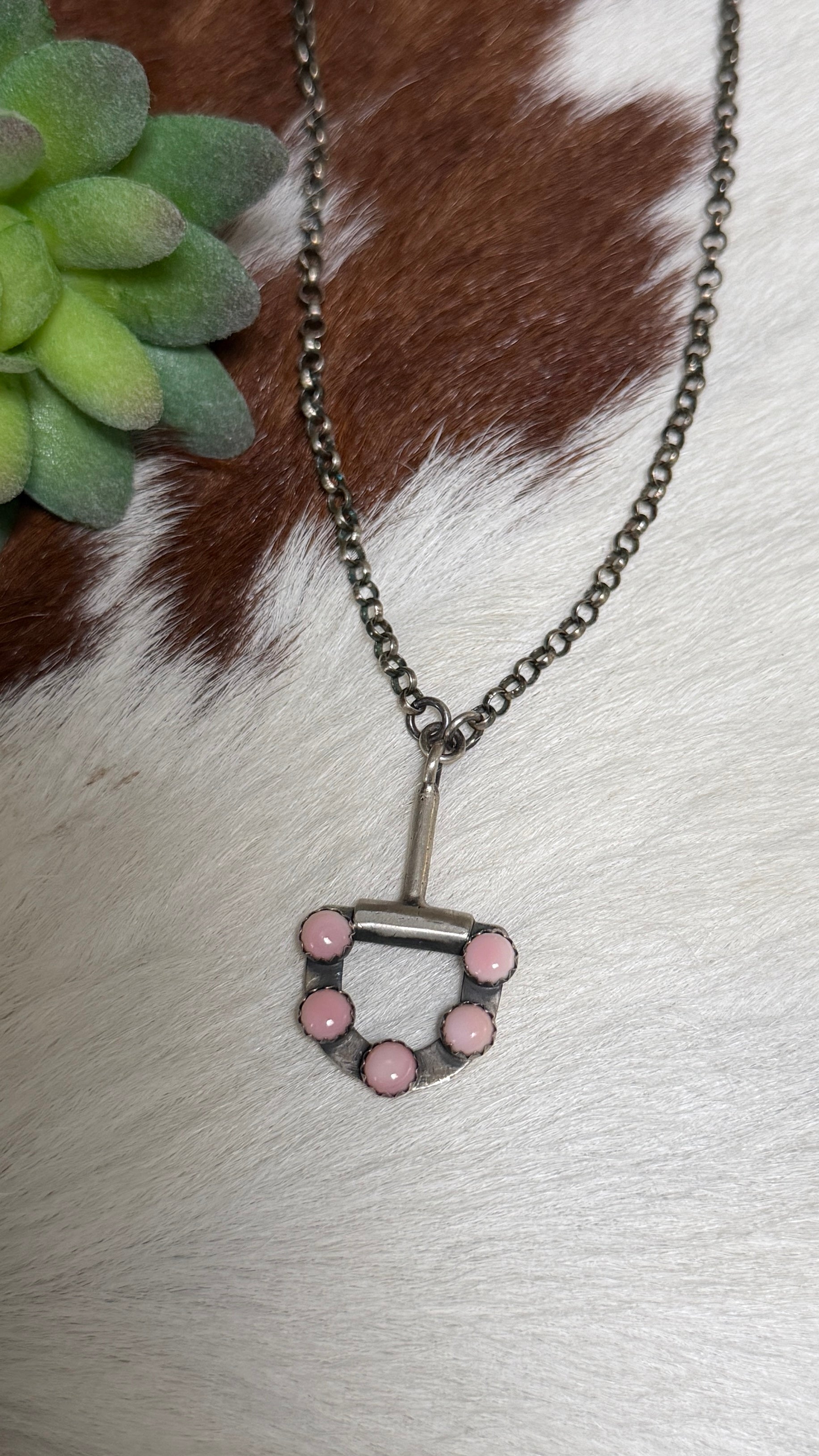 P Johnson pink conch bit necklace