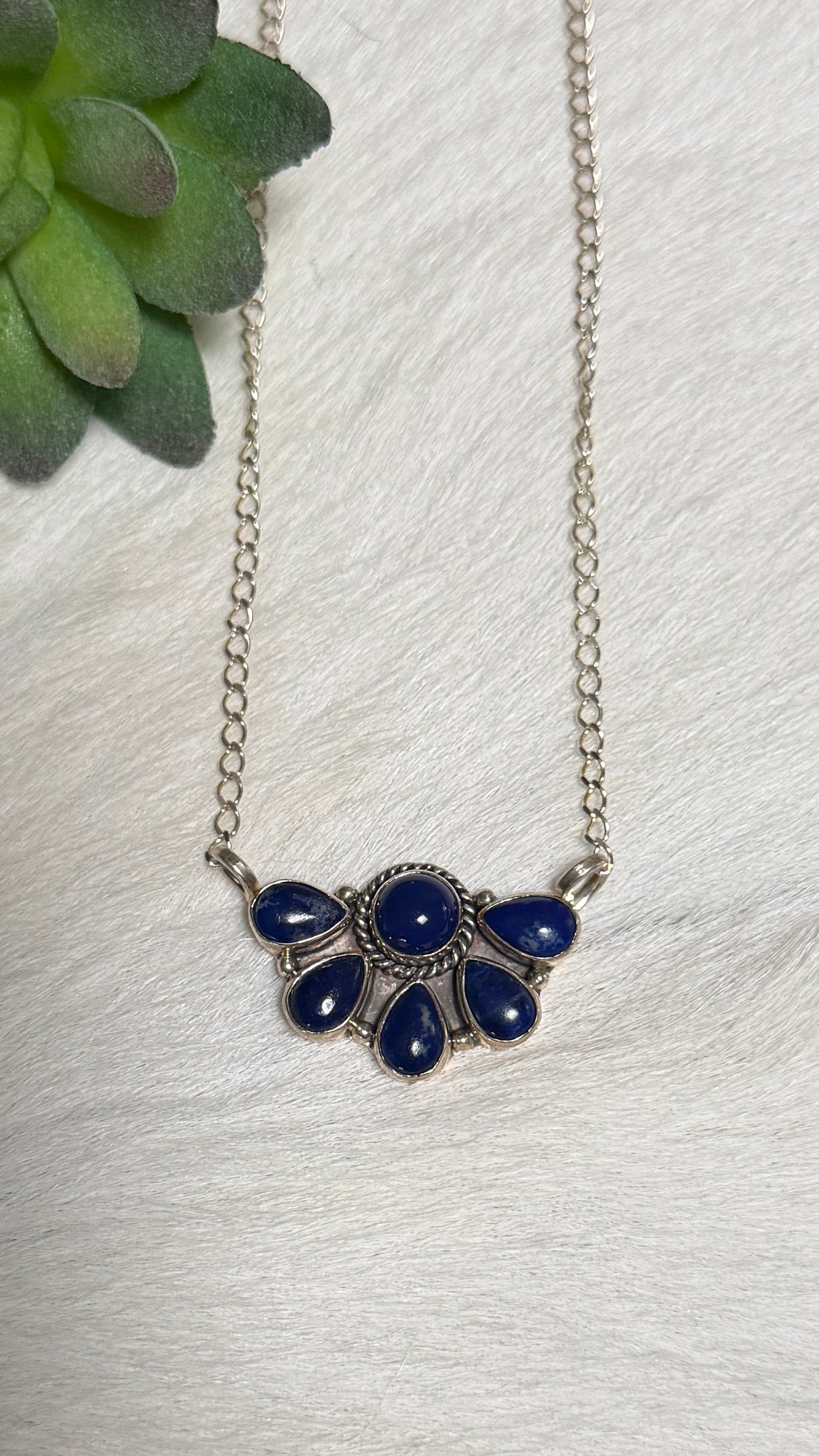 Lapis Half cluster necklace